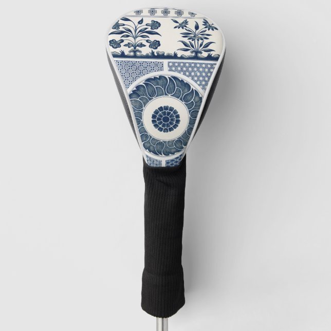 Antique Chinese Blue White Porcelain Pattern Golf Head Cover (Front)