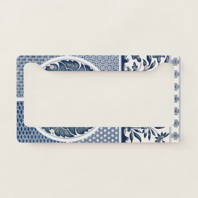 Antique Chinese Blue White Porcelain Pattern License Plate Frame (Front)