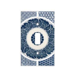 Antique Chinese Blue White Porcelain Pattern Light Switch Cover