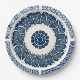 Antique Chinese Blue White Porcelain Pattern Paper Plates