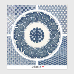 Antique Chinese Blue White Porcelain Pattern Sticker