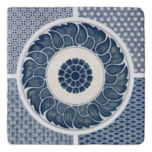 Antique Chinese Blue White Porcelain Pattern Trivet