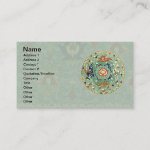 Antique Chinese Circle Blue Green Business Card