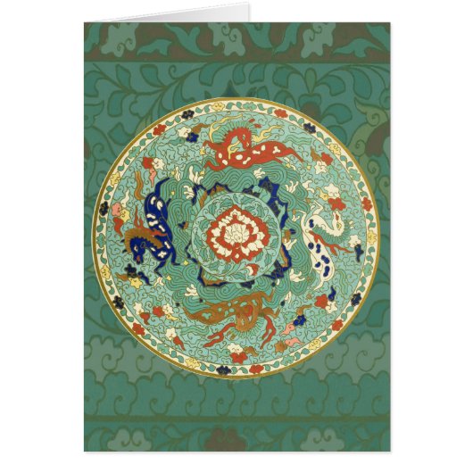Antique Chinese Circle Blue Green Cards (Front)