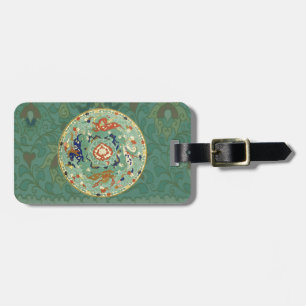 Antique Chinese Circle Blue Green Luggage Tag