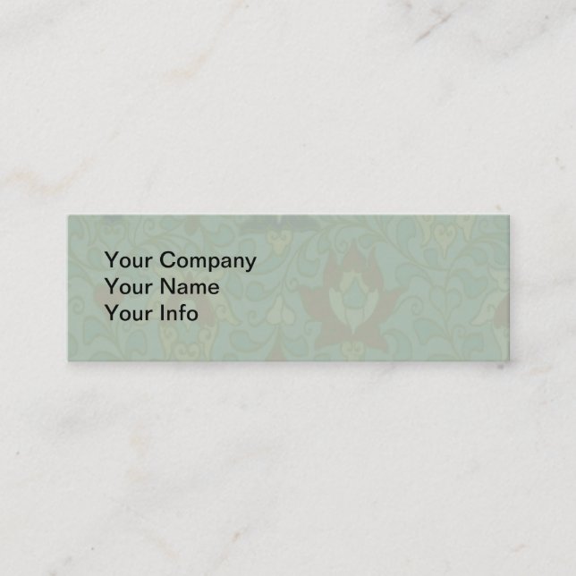 Antique Chinese Circle Blue Green Mini Business Card (Front)