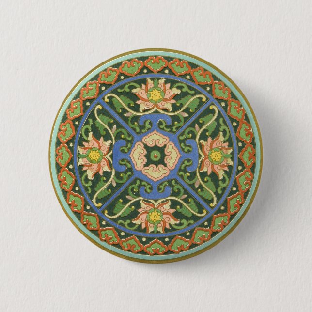 Antique Chinese Cloisonne Pattern: Jade Green Button (Front)