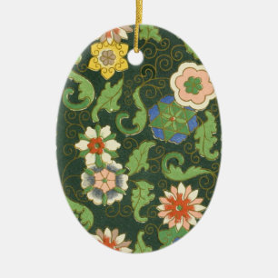 Antique Chinese Cloisonne Pattern: Jade Green Ceramic Ornament