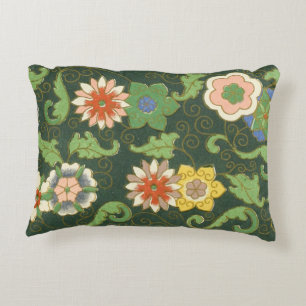 Antique Chinese Cloisonne Pattern: Jade Green Decorative Pillow