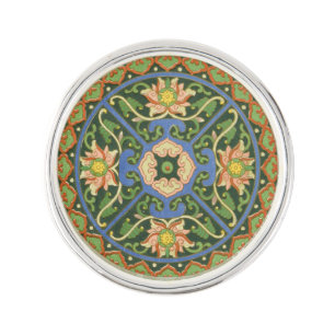 Antique Chinese Cloisonne Pattern: Jade Green Lapel Pin