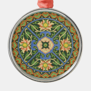 Antique Chinese Cloisonne Pattern: Jade Green Metal Ornament