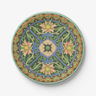 Antique Chinese Cloisonne Pattern: Jade Green Paper Plates
