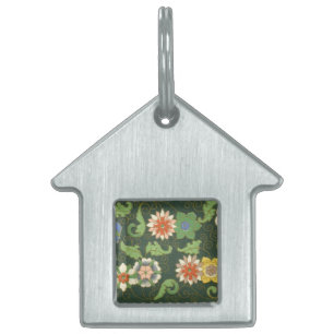 Antique Chinese Cloisonne Pattern: Jade Green Pet Name Tag
