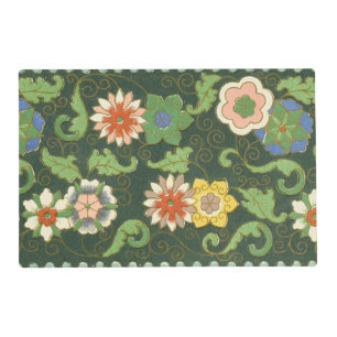 Antique Chinese Cloisonne Pattern: Jade Green Placemat