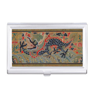 Antique Chinese Dragon Silk Embroidery Pattern Business Card Holder