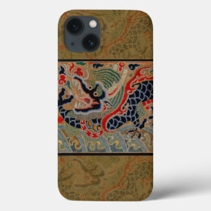 Antique Chinese Dragon Silk Embroidery Pattern iPhone 13 Case