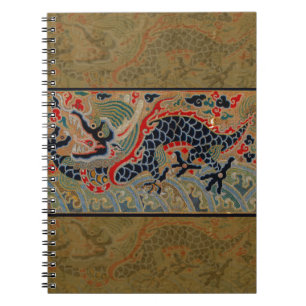 Antique Chinese Dragon Silk Embroidery Pattern Notebook