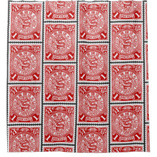 Antique Chinese Page Stamp Design Dragon Postcard Shower Curtain