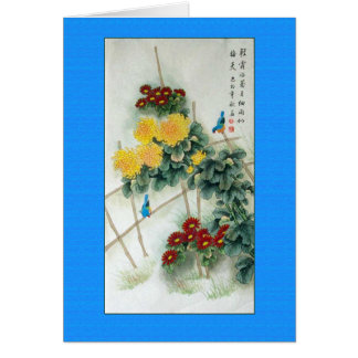 Antique Chinese Painting Bluebirds Cards
