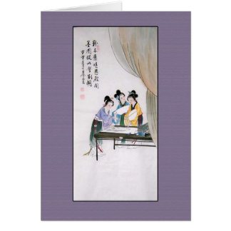 Antique Chinese Painting of Three Chinese Ladies Cards