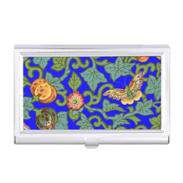 Antique Chinese Porcelain flowers and Butterflies  Business Card Case (Front)