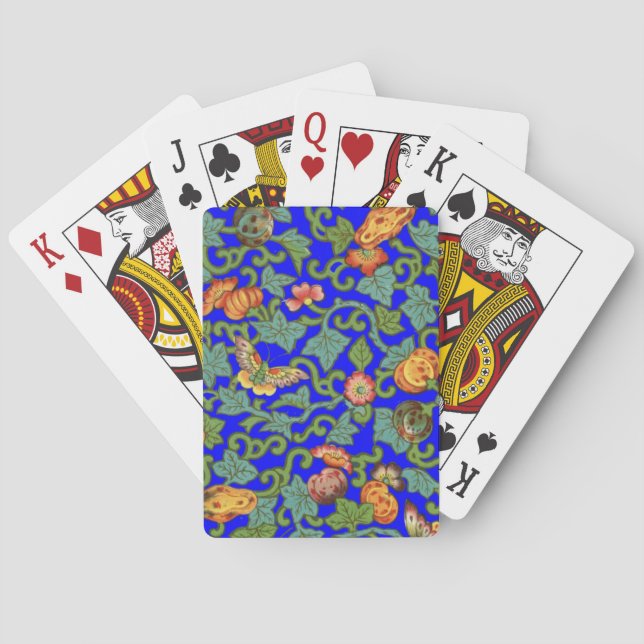 Antique Chinese Porcelain flowers and Butterflies  Poker Cards (Back)