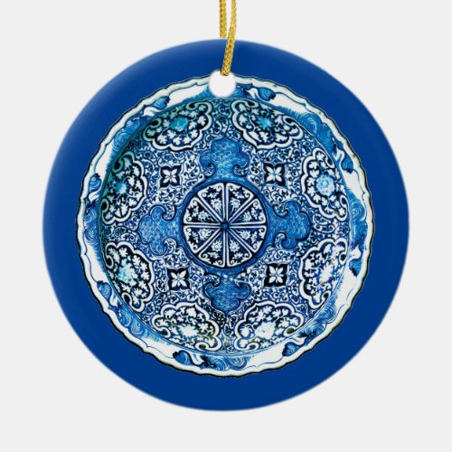 Antique Chinese Porcelain Plate Cobalt Blue  Ceramic Ornament