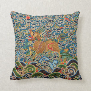 Antique Chinese print Quing Throw Pillow