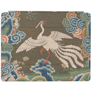 Antique Chinese White Bird Silk Embroidery Print iPad Smart Cover