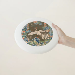 Antique Chinese White Bird Silk Embroidery Print Wham-O Frisbee