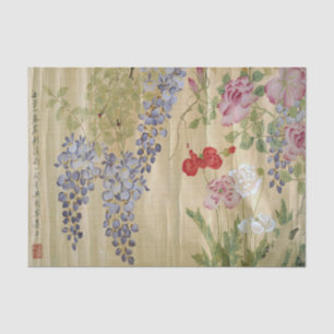 Antique Chinese Wisteria and Peony Tissue Paper