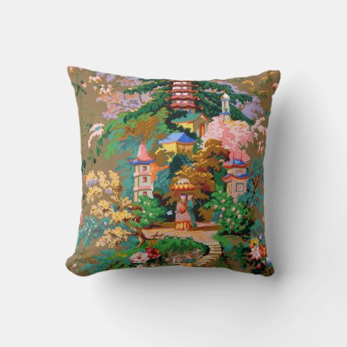 Antique Chinoiserie Design Pagoda Pillow