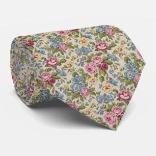 Antique Chintz Floral Pattern Neck Tie
