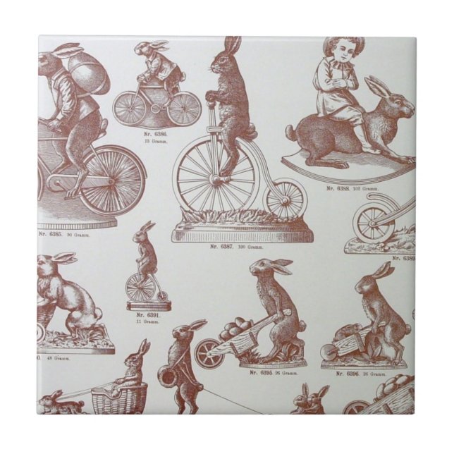 Antique Chocolate Mold Catalog Easter Bunnies Page Ceramic Tile (Front)