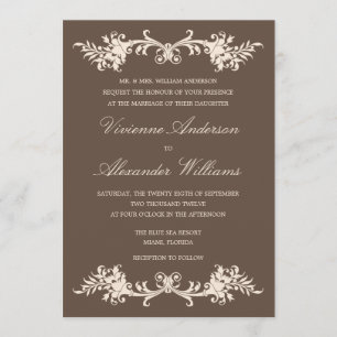 ANTIQUE CHOCOLATE WEDDING INVITATION