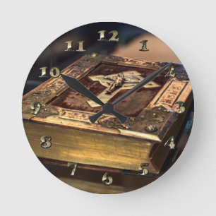 Antique Christian Bible Round Clock