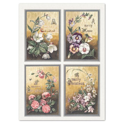 ANTIQUE CHRISTMAS CARD FLORALS COLLECTION TISSUE PAPER