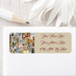 Antique Christmas Ephemera Collage Return Address Label