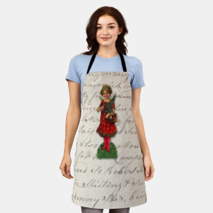 Antique Christmas Girl Angel Victorian Scrap Apron