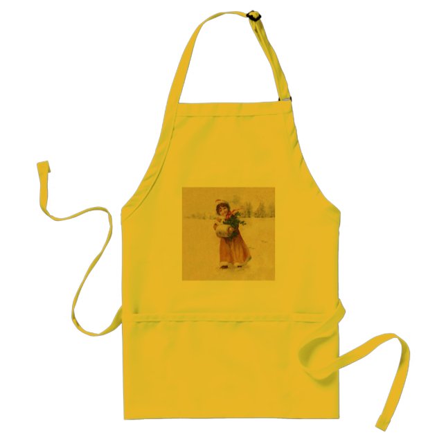 Antique Christmas Girl Winter Child Adult Apron (Front)