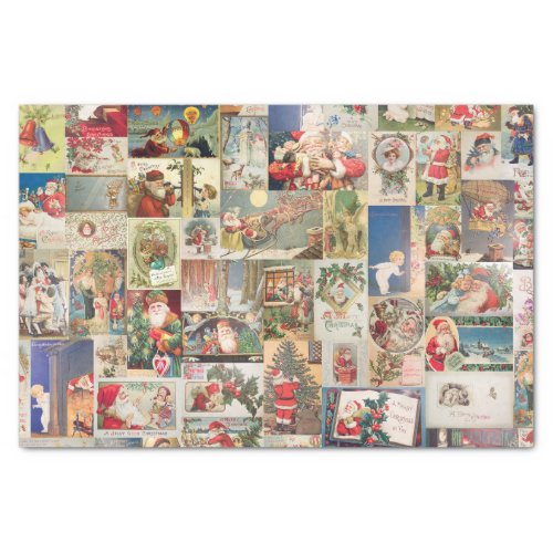 Antique Christmas Holiday Greeting Cards Pattern Tissue Paper