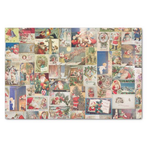 Antique Christmas Holiday Greeting Cards Pattern Tissue Paper