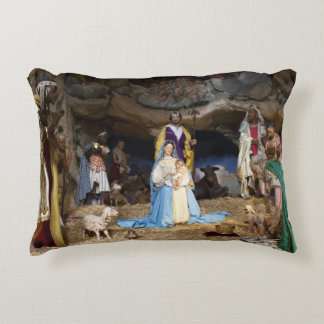 Antique Christmas Nativity Scene Accent Pillow