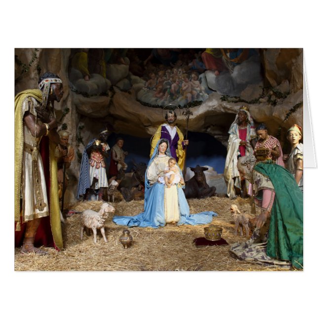 Antique Christmas Nativity Scene Cards (Front Horizontal)