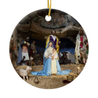 Antique Christmas Nativity Scene Ceramic Ornament