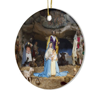Antique Christmas Nativity Scene Ceramic Ornament
