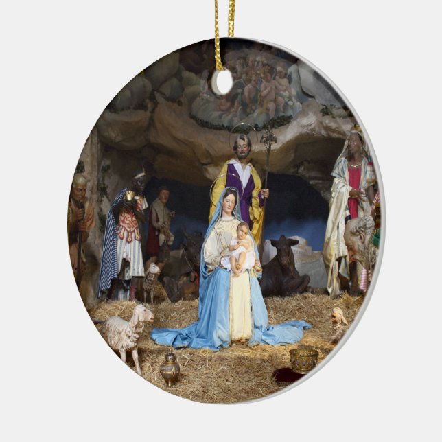 Antique Christmas Nativity Scene Ceramic Ornament (Left)