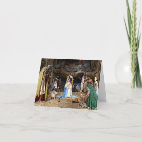 Antique Christmas Nativity Scene Holiday Card