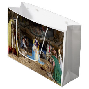 Antique Christmas Nativity Scene Large Gift Bag