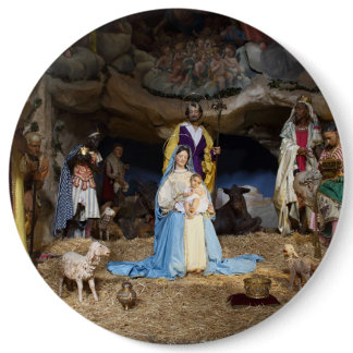 Antique Christmas Nativity Scene Pinback Button